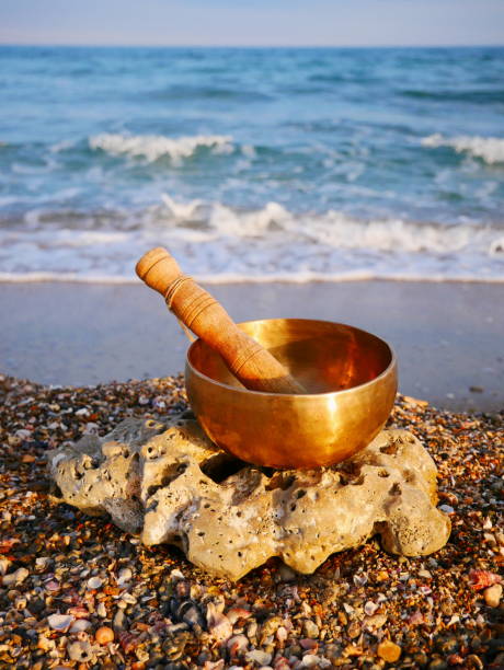 Metal singing bowl for relaxing and receiving healing vibrations